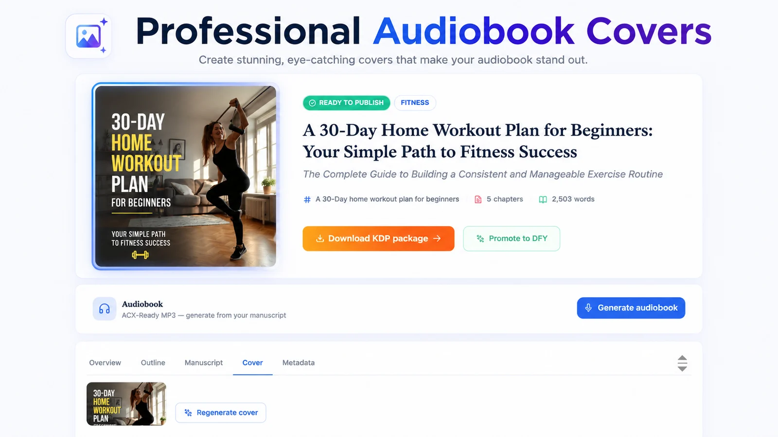 Audiobook cover generation