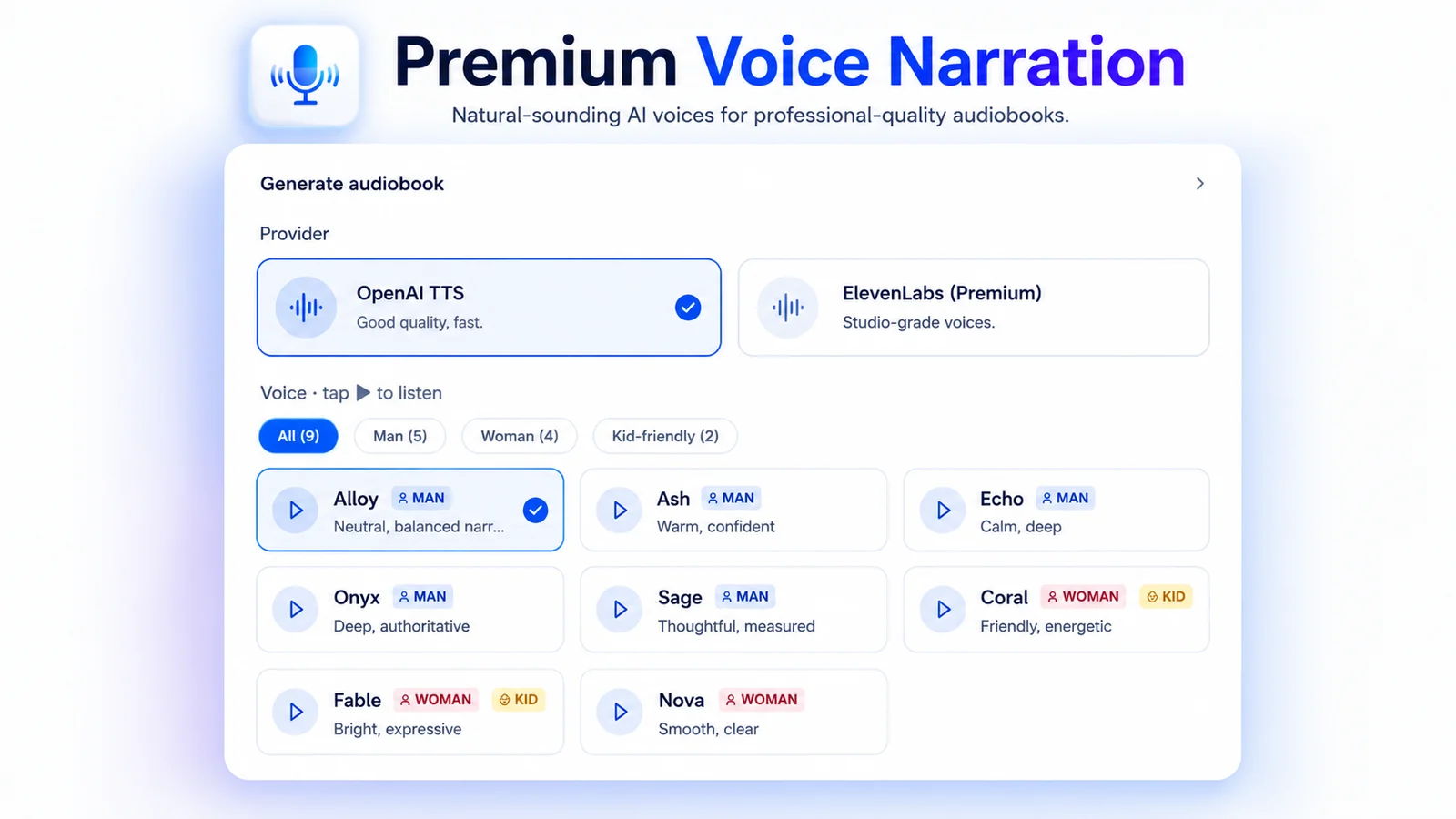 Premium voice narration